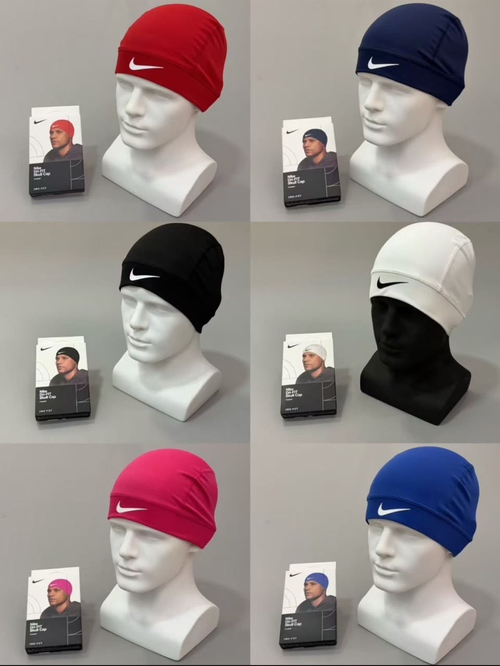 Nike Stretch Beanie Pack - Red, Navy, Black, White, Pink, Royal Blue